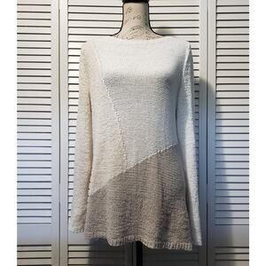 J.Jill Pure Jill Color Block Sweater Women's Petite Medium Neutral Minimalist